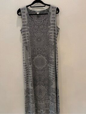 Sleeveless Grey Embellished Patterned Maxi Dress size XL